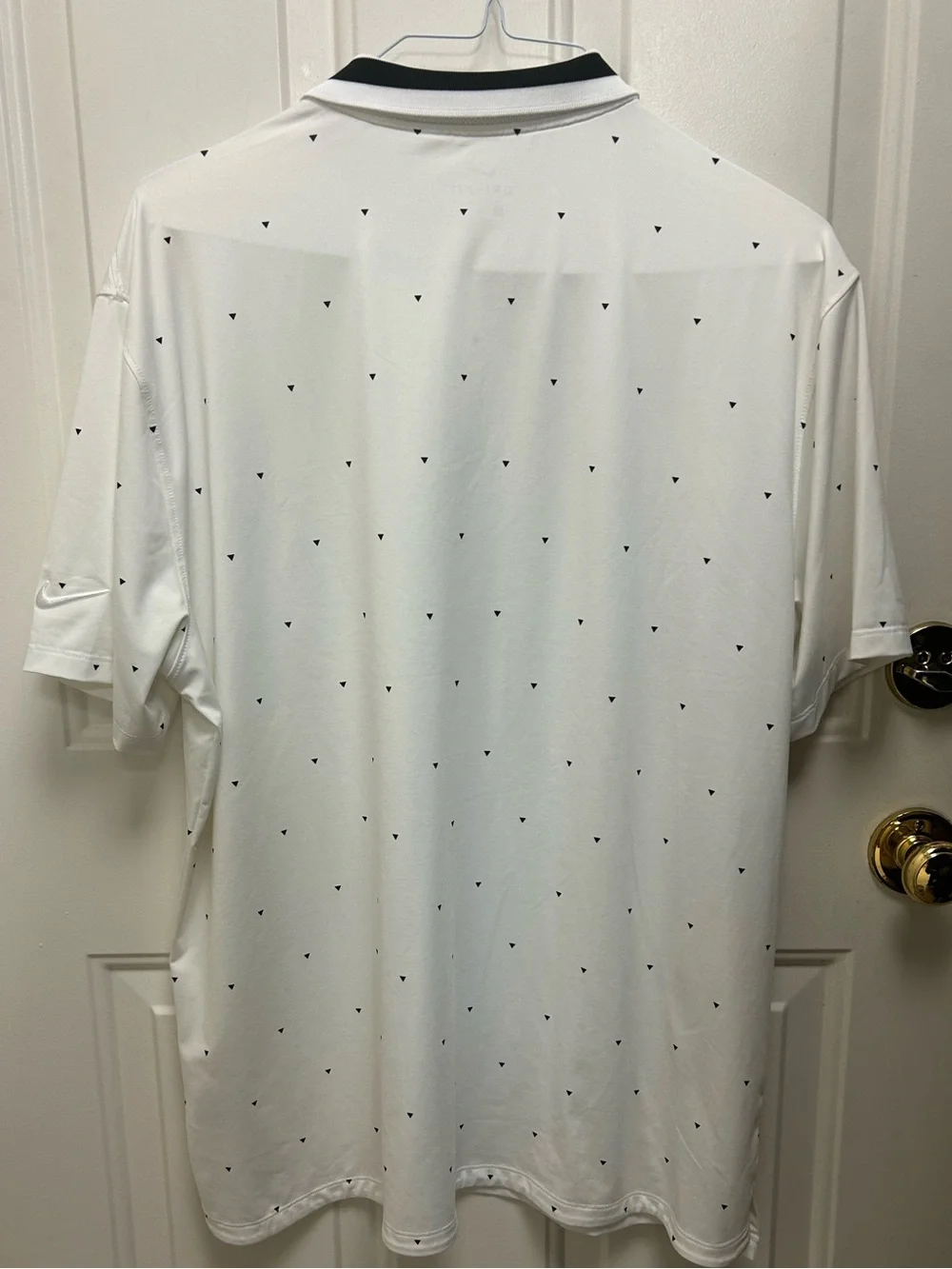 Nike Dri-Fit White Polo with Small Black Print and Contrast Collar